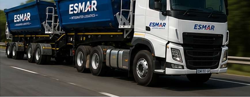 ESMAR side tipper trucks on the open road