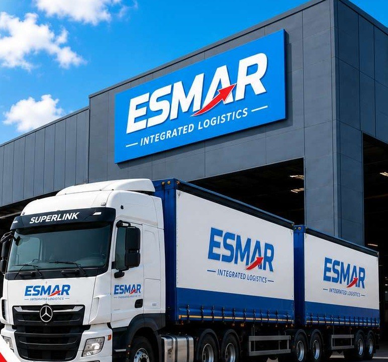 Esmar tautliner trucks at the depot